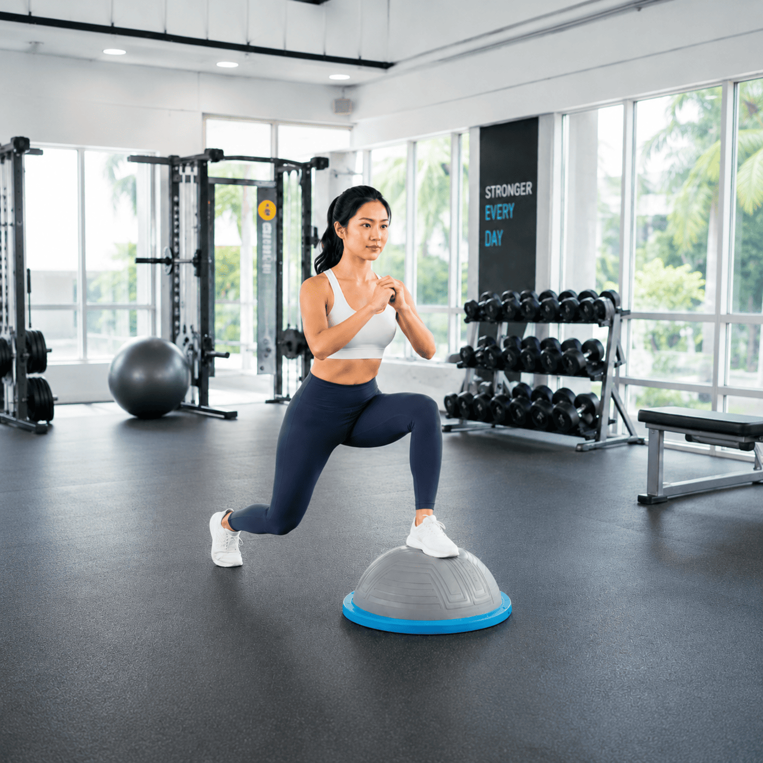 Livepro Balance Trainer gallery 1 Woman performing lunge exercise with LIVEPRO Balance Trainer